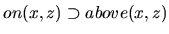 $\textstyle on(x,z) \imp above(x,z)$