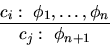 \begin{displaymath}
\infer{c_j:\ \phi_{n+1}}{c_i:\ \phi_1,\dots,\phi_n}
\end{displaymath}
